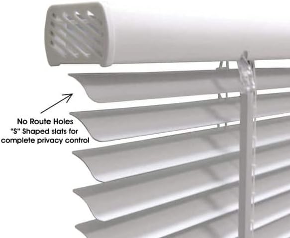 Miniatura 2 de Mini persiana opaca de vinilo sin cordón de 1 pulgada para ventana o puerta, 26 pulgadas de ancho x 72 pulgadas de largo, color blanco