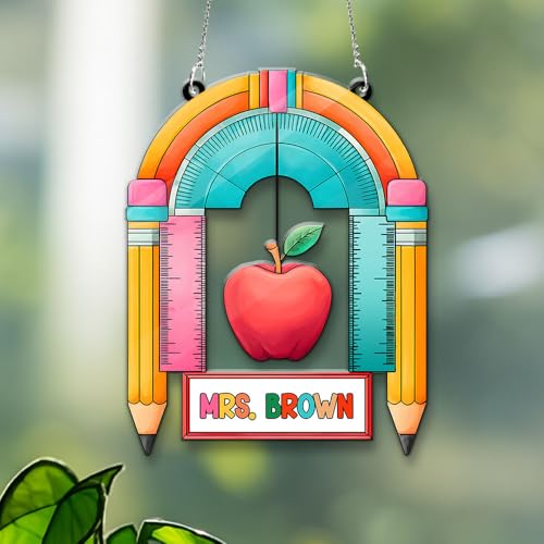 Custom Acrylic Teacher Suncatcher – Personalized Faux Stained Glass Decor for Classrooms – Unique Gift for Educators and Back to School Celebrations - Image 4