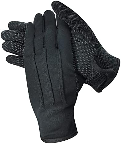 Beaded Parade Cotton Gloves for Women and Men With Grip - Non-Slip Costume Uniform Police Gloves With Snap Cuff