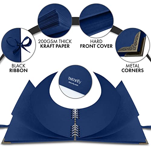 image for Bstorify Square Scrapbook Photo Albums 7 x 7 Inch Blue Hardcover with 