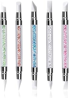 Qufiiry 5Pcs Silicone Nail Art Brush, Dual Head Manicure Carving Pen, Nail Art DIY Decoration Tool Nail Polish Brush Dotting Salon Tool Set