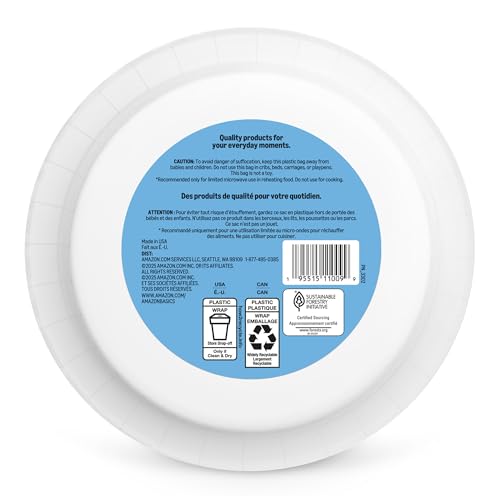Image of Amazon Basics Ultra Paper Plates, 8.62 Inch, Disposable, 120 Count, Packaging May Vary