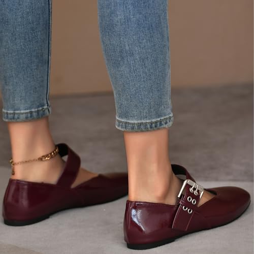 Square-Toe Mary Jane Flats for Women Leopard Print Ballet Flats Comfortable Buckle Strap Casual Shoes Round Toe Slip On Dressy4