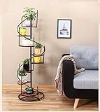 Hesolo Flower Rack, Schmiedeeisen & Massivholz Wendeltreppe mehrstufige Pflanzenleiter, Blumenregale-a drehen
