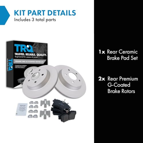 Image of TRQ Rear Brake Pad and Rotor Set Ceramic G Coated Vented Rotors Compatible with 1994-2004 Ford Mustang