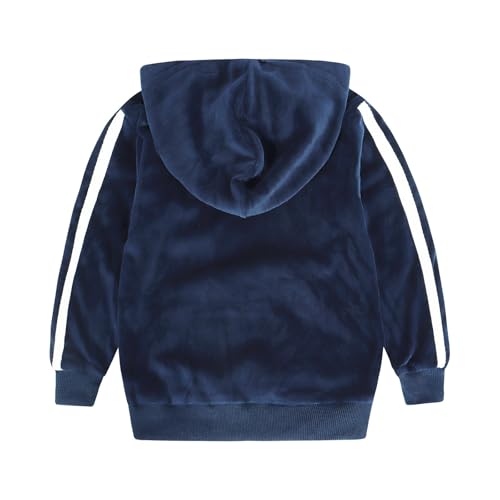 Toddler Boys Girls 2 Piece Velvet Sweatsuit Outfits Kids Long Sleeve Pullover Hoodie and Sweatpants Set3