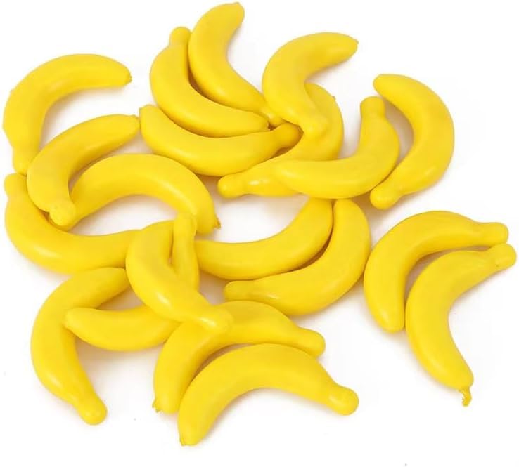 20 Pcs Yellow Mini Fake Banana Fruit, Foam Vegetables Fruit as Home Party Ornament Craft Photography Props Gift, Simulation Fruit Props for Photography Blenders and Sponges, Artificial Fruits (3-6CM)