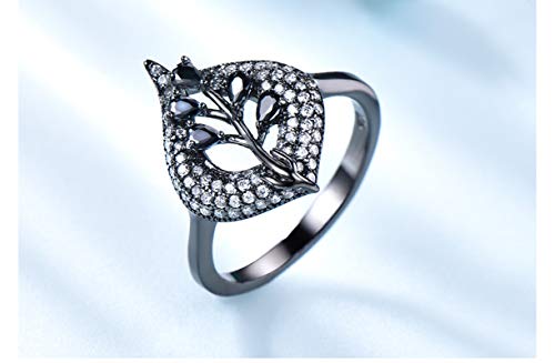 Anillo de mujer y collar de plata 925 con circonitas negras para joyería de boda 4