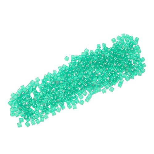 Dados mini transparentes verdes de resina pulida y bordes definidos para coleccionistas