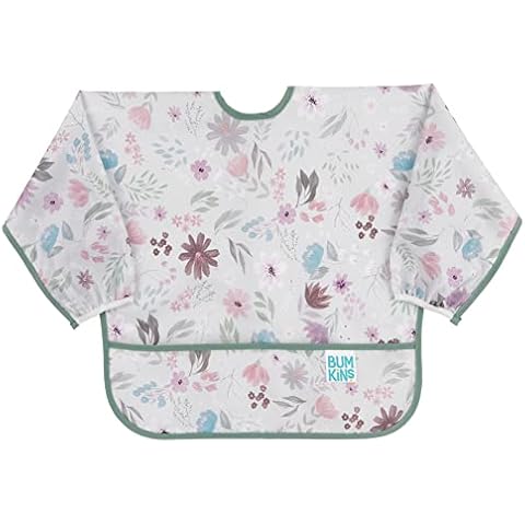 Bumkins Floral Sleeved Bib with Pocket Cover