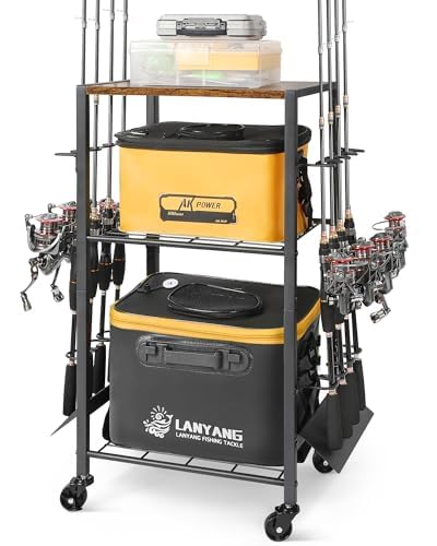 ロッドスタンド 釣り竿立て 大容量の釣り竿立て 釣り竿用の専用ラック 8本の釣り竿が収納できる釣り竿立て キャスター付き 組立式 屋外・室内両用