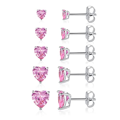 MDFUN 18K White Gold Plated Heart Shape Cut Cubic Zirconia ...