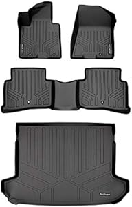 SMARTLINER Custom Fit Floor Mats and Cargo Liner Behind 2nd Row Upper Deck Set Black Compatible with 2017-2022 Kia Sportage