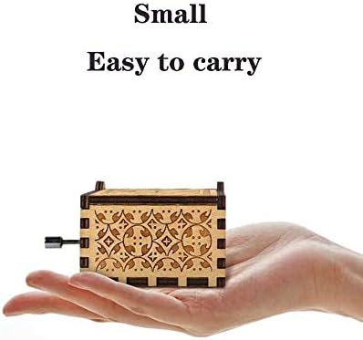 CAMKONG Laser Engraved Vintage Wooden Hand Crank Music Box, Can't Help Falling in Love, Birthday, Christmas, Valentine's Day Gift and Also the Best Gift for Girlfriend and Wife.