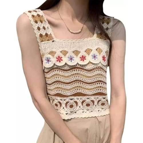 Image of NAIADES Women's Handmade Crochet Crop Top, Sleeveless Top for Women,Comfortable Fit