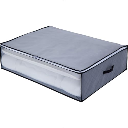 ASTRO Huge Capacity Clothes Storage Bag, 170L, 1 Pack Foldable Closet Organizers with Activated Carbon, Breathable Material, Zipper, Clear Window for King Size Comforter, Blankets, Clothes, Bedding