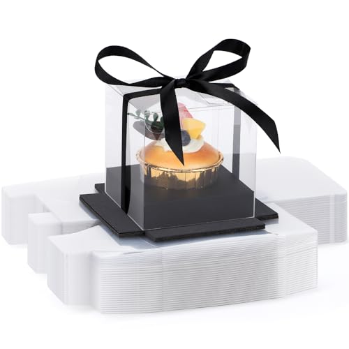 EUSOAR Individual Cupcake Holder, 50pcs 3.5 Inch Plastic Black Cupcake