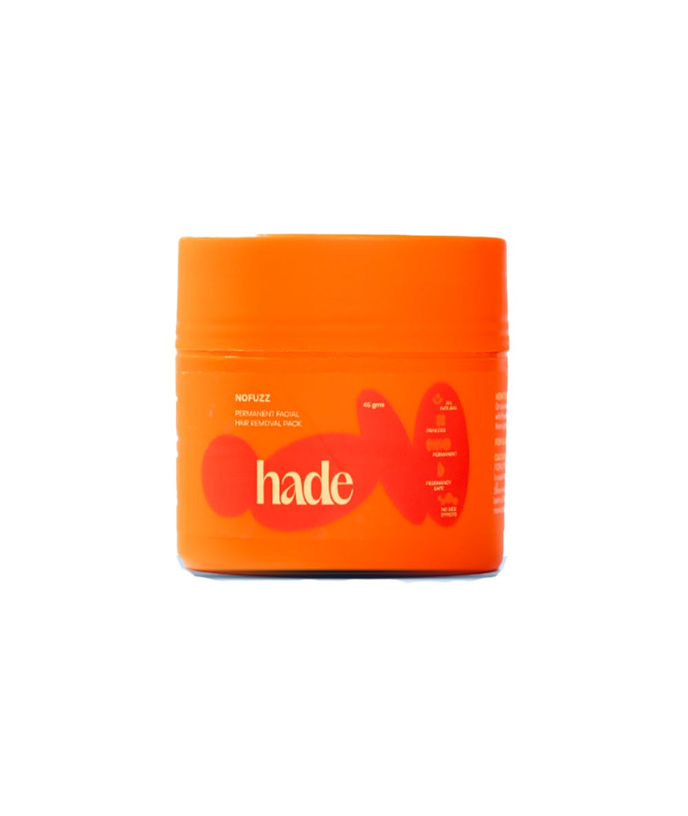 The Hade Permanent Facial Hair Removal Pack | Lightens Thick Facial Hair | Reduces Regrowth Time | Promotes Smooth Skin | 45g