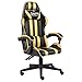 vidaXL Fauteuil de Jeux Vidéo Chaise Inclinable Fauteuil de Bureau Chaise d'Ordinateur Travail Ergonomique Intérieur Noir et Doré Similicuir
