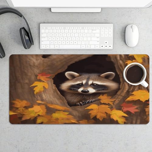 Raccoon en el Agujero del Árbol Pad Grande para Escritorio miniatura 5