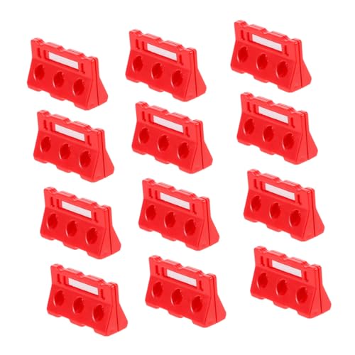VICASKY Lot de 12 jouets pour clôture de la circulation - Jouet éducatif pour enfants - Mini barricade routière - Blocage de circulation - Cône de signalisation - Mini cône de signalisation ABS