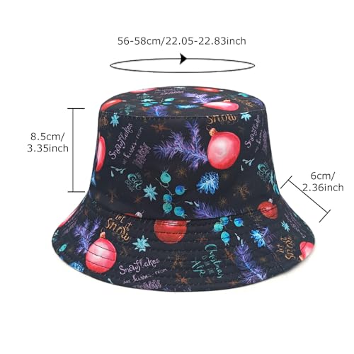 Image of Bucket Hat for Women Men,Travel Sun Beach Cap,Unisex Fishing Outdoor Boonie (Christmas Ball)