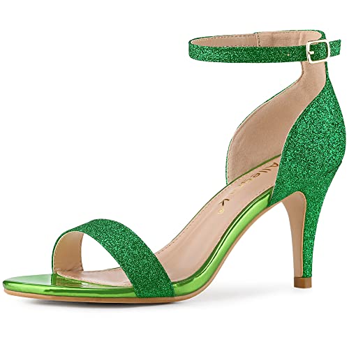 Sandales à talon aiguille Allegra K vertes à paillettes pour sublimer vos pieds en taille 40.5