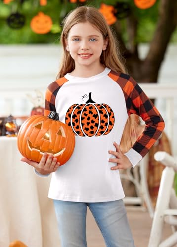 Image of BesserBay Girls Halloween Shirt Cute Graphic Tshirt Raglan Long Sleeve Tops