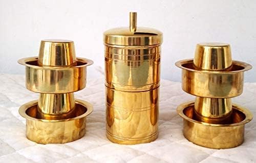 Pure Brass Coffee Filter 350 ML with Dabara Set (4 Sets)| Coffee Percolators | Indian Traditional Special,Serves 4 Persons