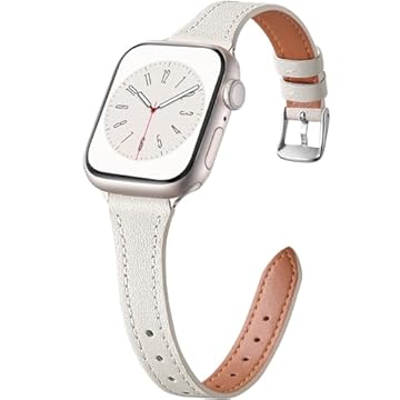 Pulseiras femininas Charlam compatíveis com Apple Watch de 41 mm, 40 mm, 38 mm, 42 mm, 44 mm, 45 mm, 46 mm, pulseiras finas de couro de grão superior macio para iWatch SE, iWatch Séries 10, 9, 8, 7, 6