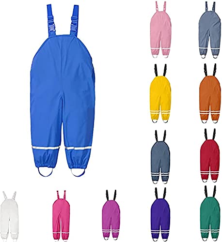 Kids Reflective Mud Dirty Proof Pants Boy Girls Waterproof Rain Pants Strap Trouser Adjustable Suspender Plain Overalls3