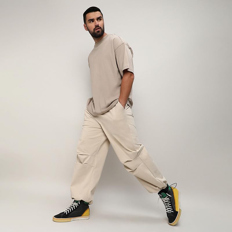 Image of CAHOOT Men's Trousers for Casual Wear | 2 Pockets | Relaxed Fit | Regular Fit | Elasticated Waist Closure | Pants Crafted with Comfort Fit for Everyday Wear