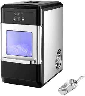 TANGZON Ice Maker Machine Countertop, 20kg in 24 Hours, Nugget Ice Cube Machine with Ice Scoop, Electric Ice Maker for Home Kitchen, Office, Bar and Restaurant