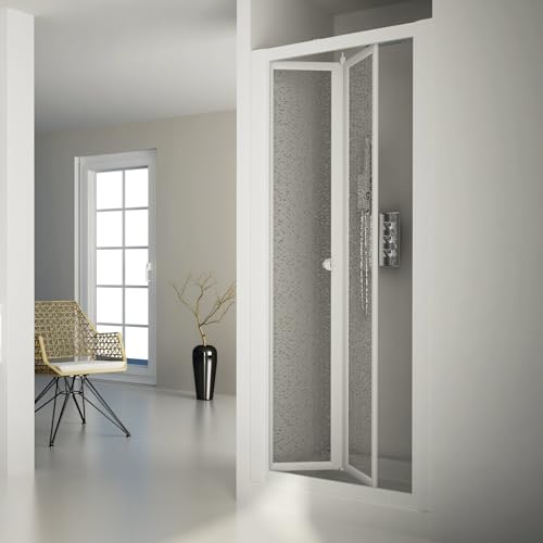 Porte Doccia Porta Doccia 95 cm 1 Anta Scorrevole a Libro in Acrilico H185 cm Bianco