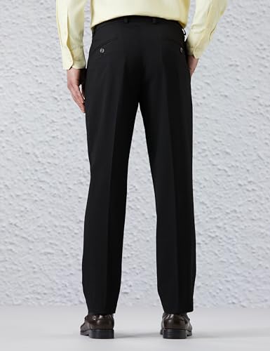 Image of Amazon Brand - Symbol Men's Pleated Stretchable Formal Pants |Half-Elasticated | Regular Fit (Available in Plus Sizes)