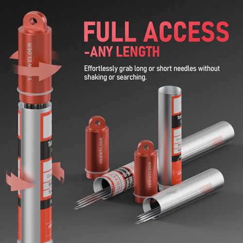 Image of YESWELDER TIG Welding Tungsten Electrode Red Tip | 5pk .040 inch & 5pk 1 /16 inch by 7 inch Assorted-size Red EWTh-2