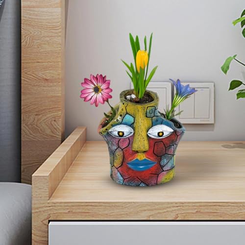 Pots de fleurs abstraits visage jardinière en résine pour succulentes - 5
