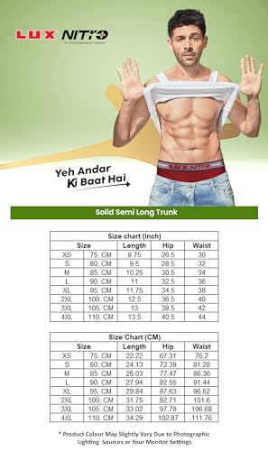 Image of Lux Nitro Men's Semi Long Trunk | 100% Cotton | Super Soft Waistband | Breathable & Comfortable Fit Pack of 4