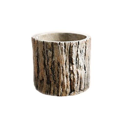 Large Brown Wooden Pile Old Imitation Wood Green Plant Fleshy