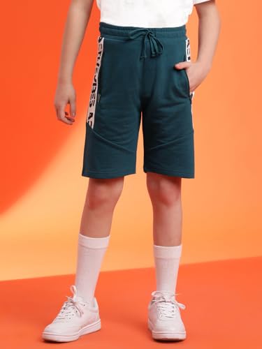 Image of Li'l Tomatoes Boys 100% Looper Cotton Shorts | Summer Casual Wear | Printed Elastic Waist Sports Shorts | Soft & Breathable Kids Wear | 9-16 Years