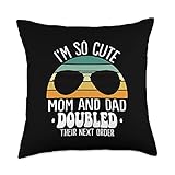 Twins Funny Gift Twins Baby Shower Decorations Cute Twin Day Funny Sibling Mom Dad Doubled Their Next Order Throw Pillow, 18x18, Multicolor