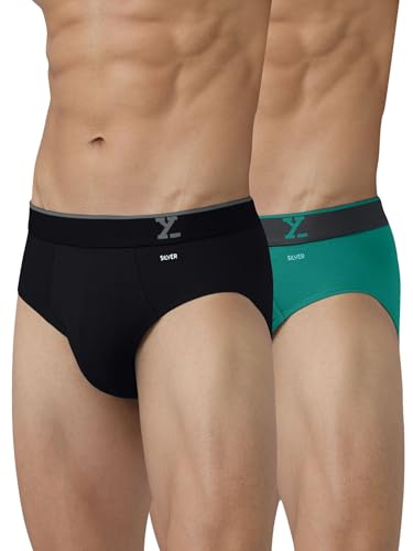 Image of XYXX Men's Traq Super Combed Cotton Regular Fit Solid Antibacterial Briefs with No Marks Waistband (Pack of 2)