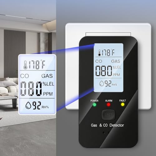 4-in-1 Gas & Carbon Monoxide Detector Plug in with LED Display - 4
