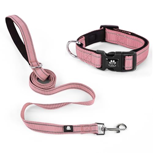 NESTROAD 犬用首輪・リードセット 調節可能 夜間反射 小型犬・中型犬・大型犬用 全犬種対応 1.5mリード付 おしゃれ メッシュ 通気性 安全 散歩・訓練用 ソフト 痛くない 簡単装着 丈夫 ドッグ(XS,ピンク) - NESTROAD - 商品画像
