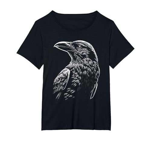 Mystical Raven Bird Occult Symbolism Nature Witch Motif T-Shirt, Women's