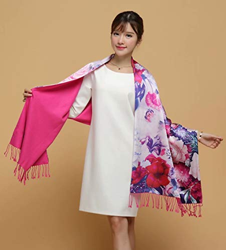 HangErFeng Cachecol duplo de seda jacquard escovado lenço de cabelo xales embalagem de presente H300