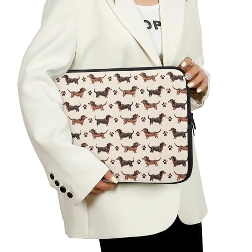 Funda para portátil con estampado de pata de perro Dachshund 10-17 pulgadas miniatura 3