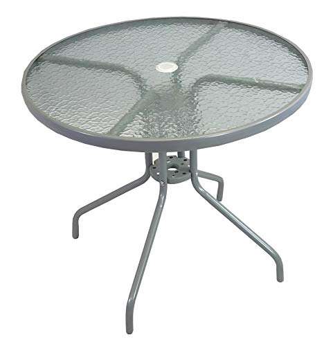 Selections Glass Top Round Garden Table for 6 Piece Patio Furniture
