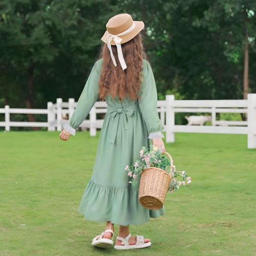 Disfraz de niña Colonial Verde de 12 años miniatura 6