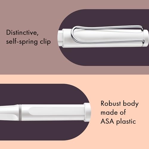 Image of Lamy Safari White Roller Ball Pen with Medium M63 blue refill